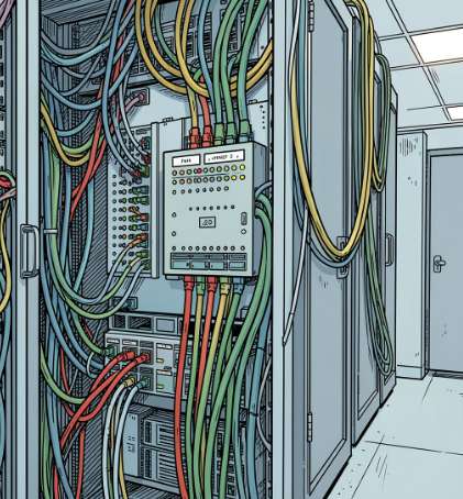 Rack de servidores con cableado de red organizado